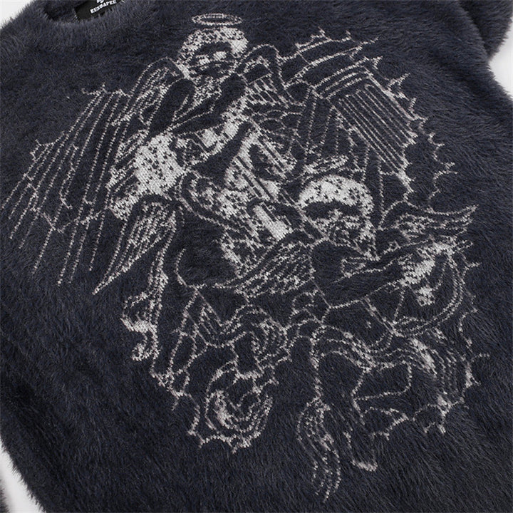 Premium Cashmere Pullover - Medium Thickness in Dark Gray & Apricot