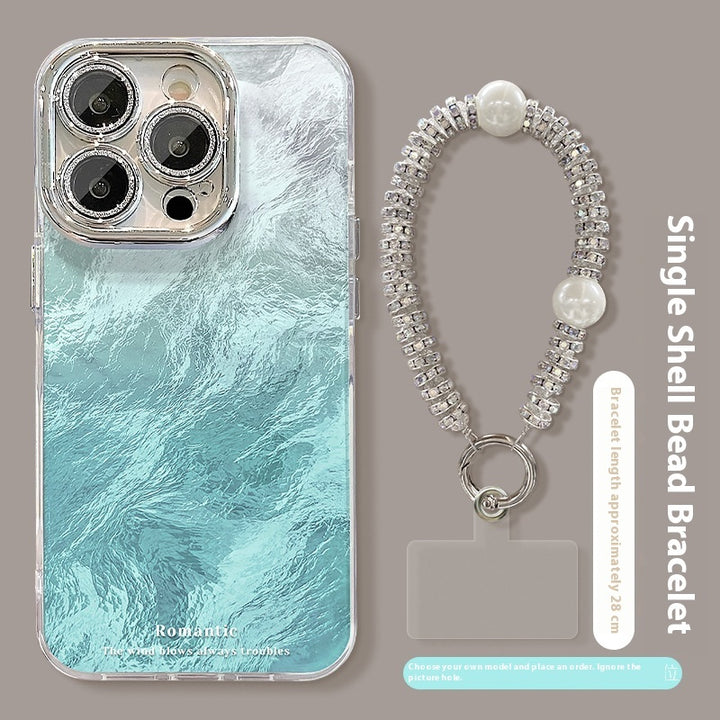 Ice Blue Gradient Invisible Bracket Chain Phone Case