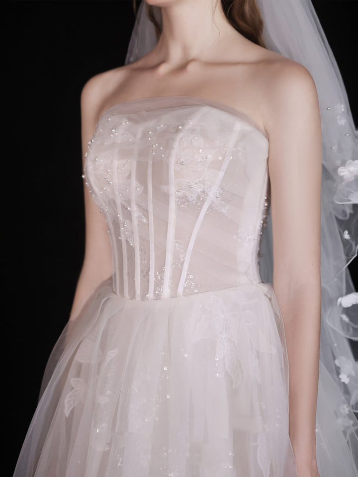 White Wedding Bridal Dress Light Yarn Dinner Tube Top Dress