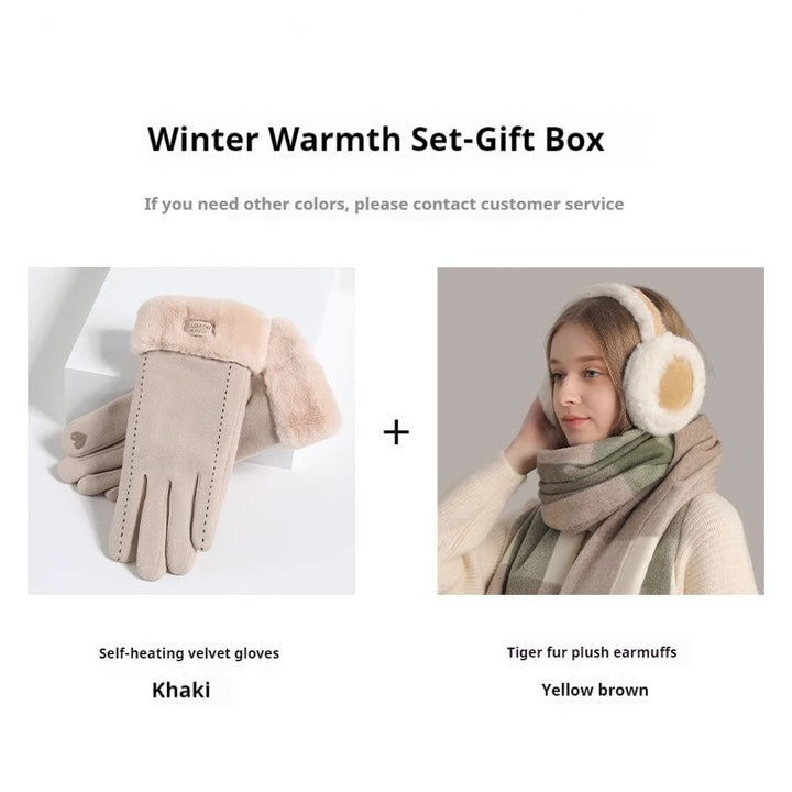 Fashion Commuter Winter Set – Plush Ear Muffs, Scarf & Gloves for Warmth & Style