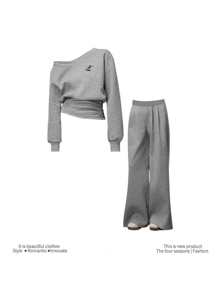 Sports Casual Waist Tight Top Waist Slant Shoulder Suit