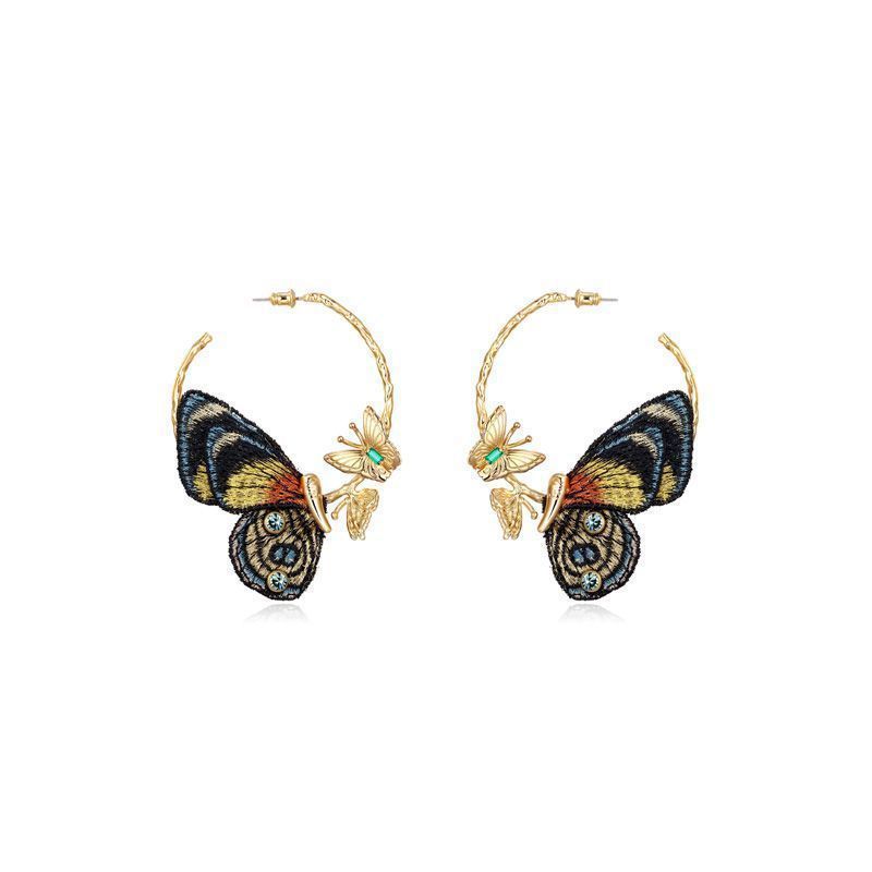 Butterfly Earrings New Embroidery New Chinese Temperament Ring