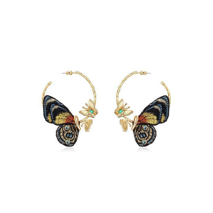 Butterfly Earrings New Embroidery New Chinese Temperament Ring