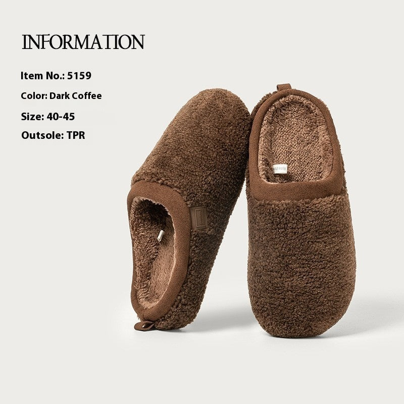 Cozy Plush Slippers for Men & Women - Soft Artificial Wool, Round Toe, Sizes 36-43
