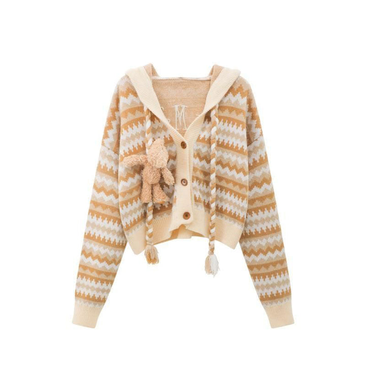 Short Plaid Cardigan for Women - Fresh & Sweet Style with Long Sleeves