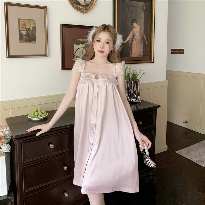 Ice Silk Sling Comfortable Cardigan Sleeveless Midskirt