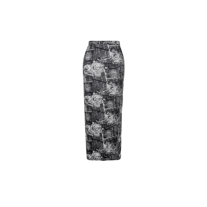Ladies Design Printed Hip Cover Slim One Step Long Dress - JOcaste