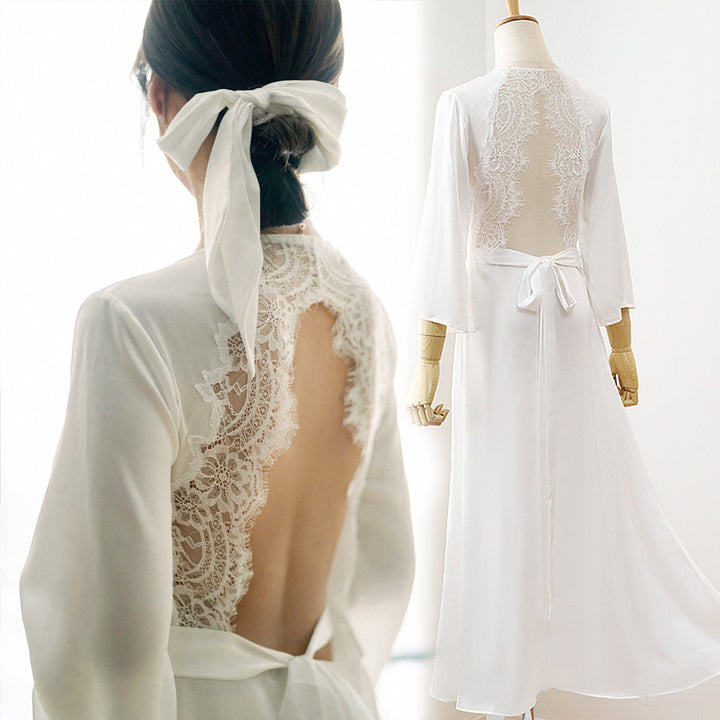 Long Gown With Slender Lace Lace On The Back