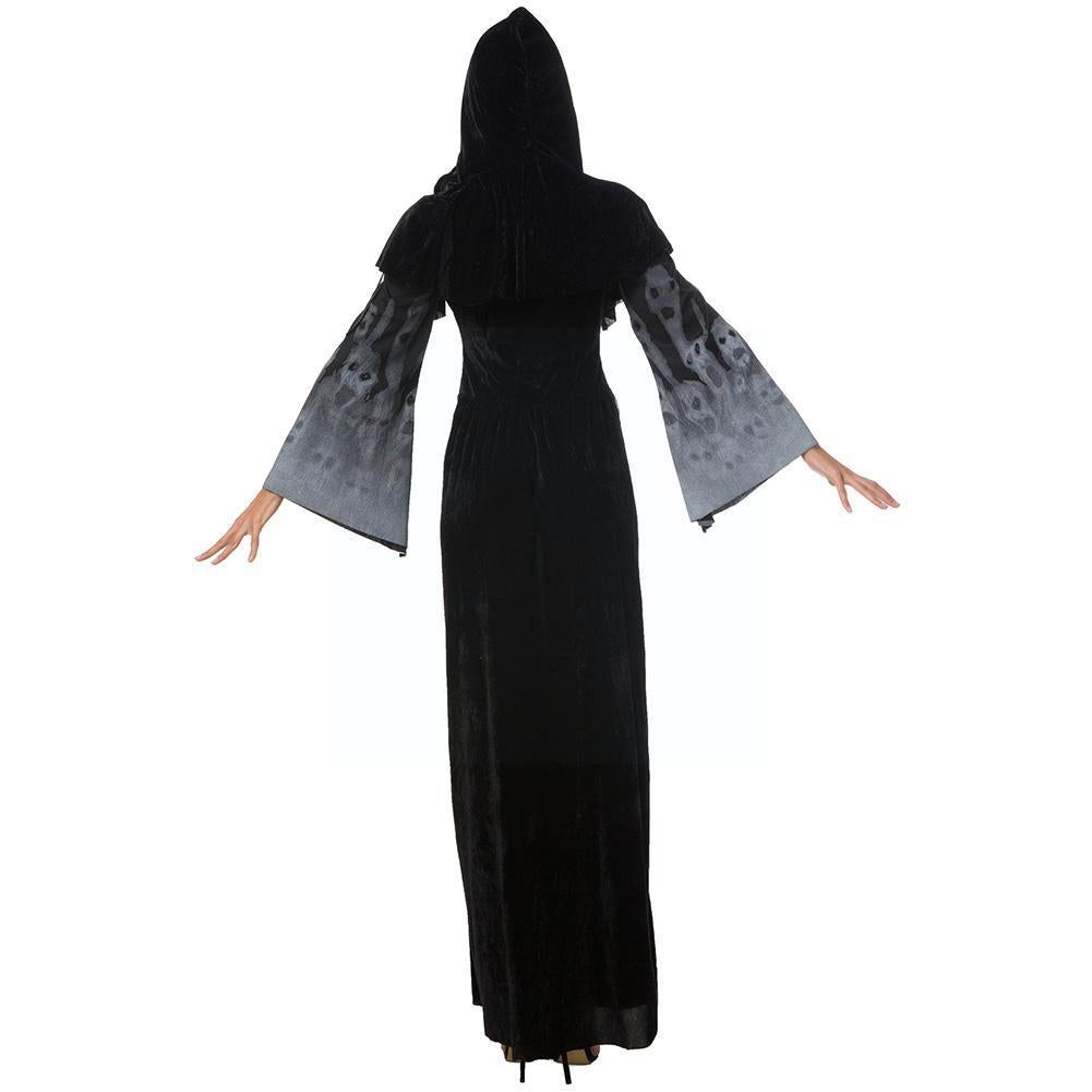 Halloween New Skull Print Witch Long Vampire Costume, Queen Dress Costume - JOcaste