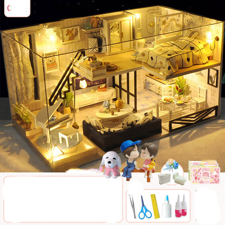 DIY Handmade Assembling Kit – Miniature House with Music, Lights & Custom Styles