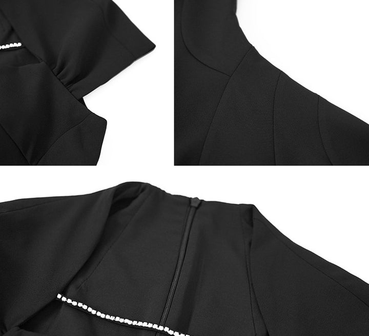 Square Collar Dress Women's Waist-controlled Large Hem