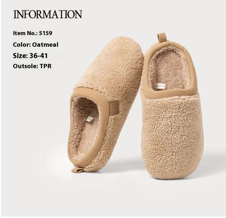 Cozy Plush Slippers for Men & Women - Soft Artificial Wool, Round Toe, Sizes 36-43