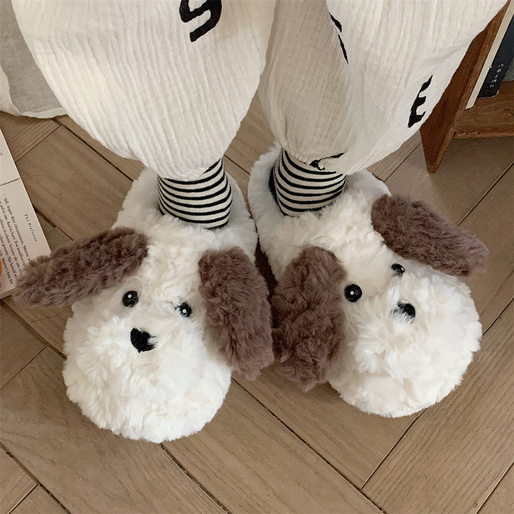 Cartoon Plush Slippers for Women – Warm & Cozy Korean Style with Toe Holder