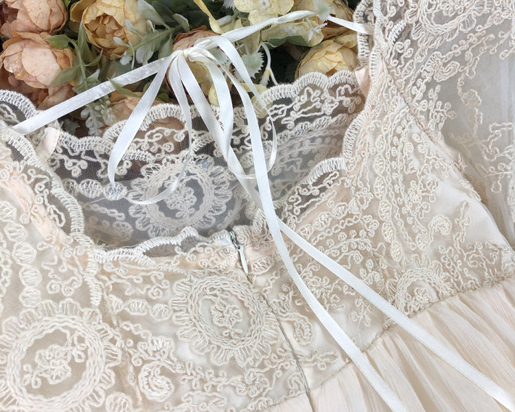French Court Style Heavy Industry Lace Fairy Train Dress