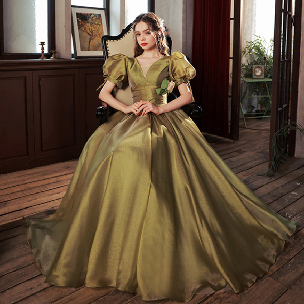 Bubble Sleeve Bridal Wedding Gown - JOcaste