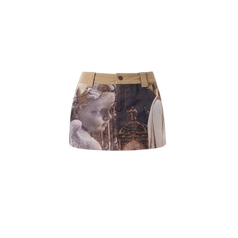 Ladies Skirt Vintage Design Print - JOcaste