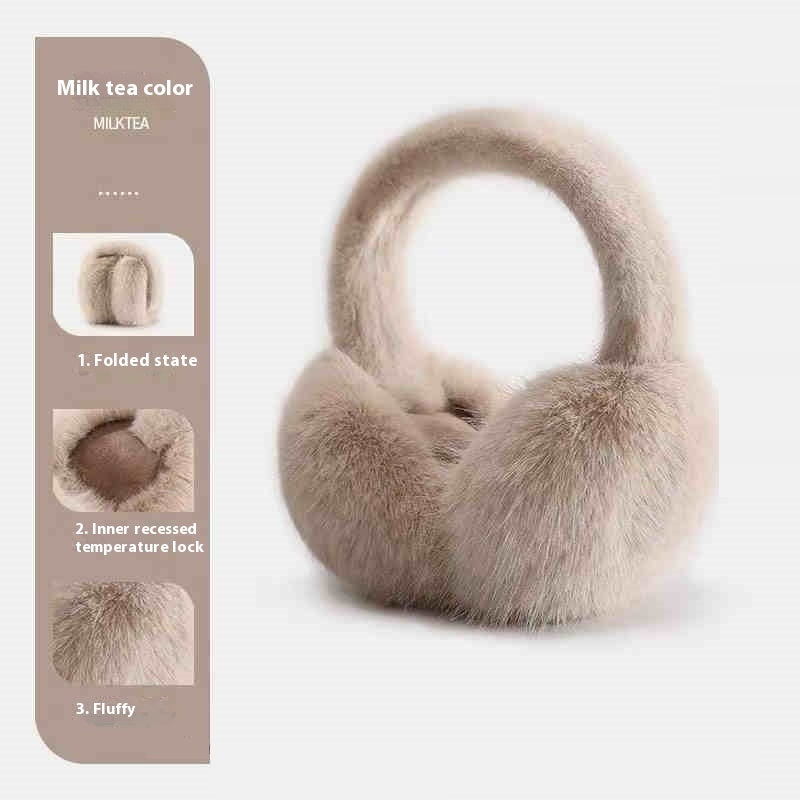 Monochrome Plush Ear Muffs – Warm, Portable, and Foldable for Winter