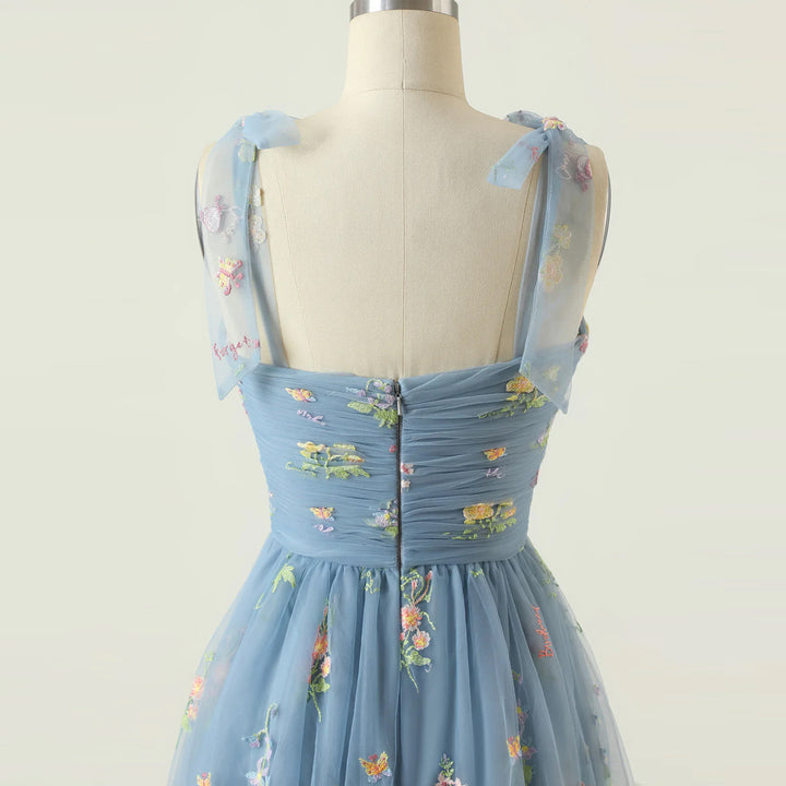 Small Tail Strap Floral Holiday Long Dress - JOcaste