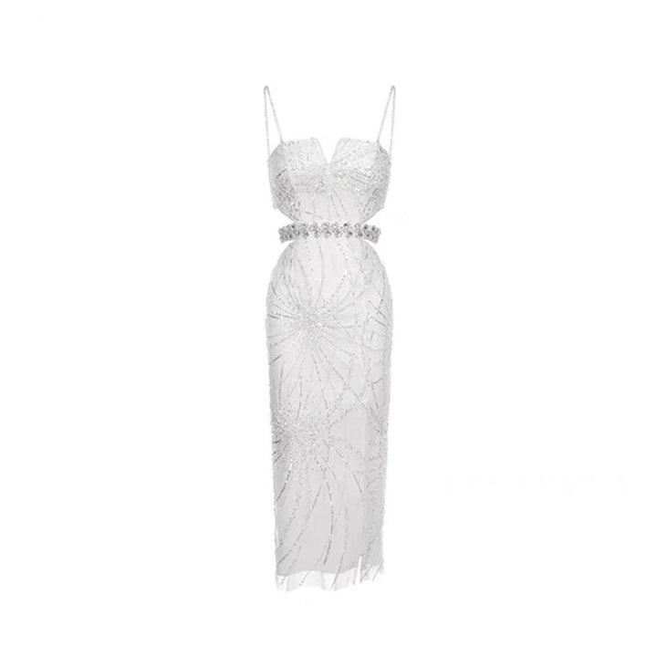 Hollow Jeweled Camisole Gown Socialite Advanced Embellished Sequin Bead Dress For Women - JOcaste