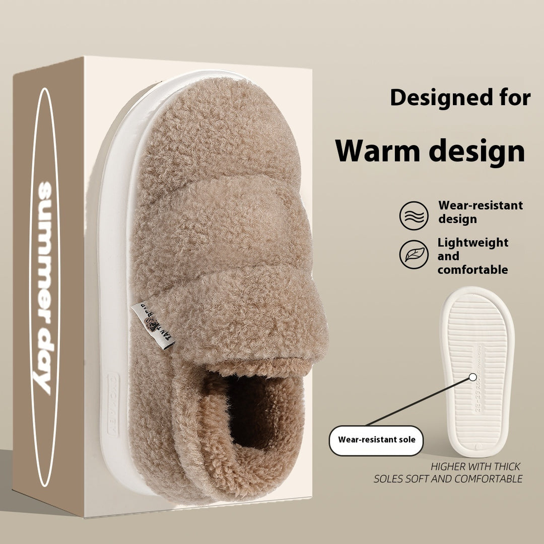 Unisex Plush Cotton Slippers – Cozy Home Shoes with EVA Sole