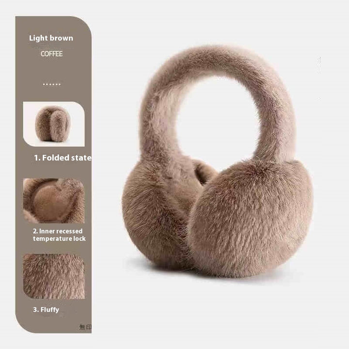 Monochrome Plush Ear Muffs – Warm, Portable, and Foldable for Winter