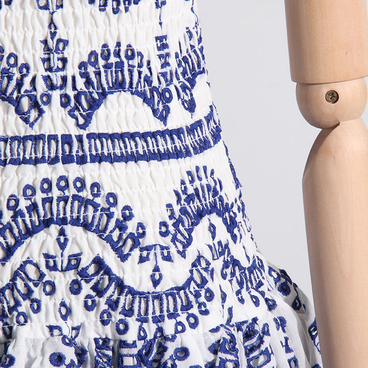 Fashion Embroidered Ruffled Short Dress