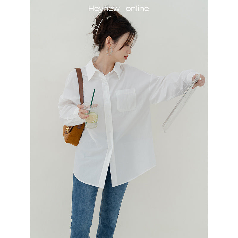 Women's Solid Color Cotton Shirt – Casual All-Matching Style-SH-TOP-SH-TOP-002