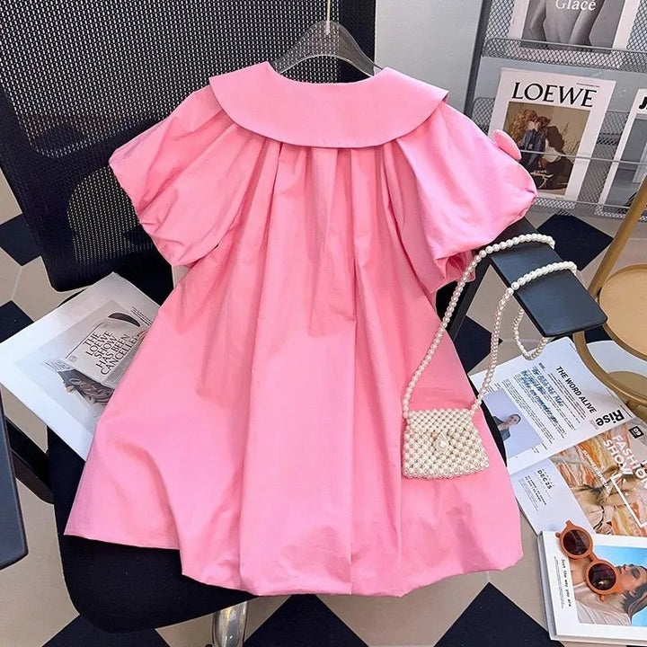 Summer Girls Fashion Peter Pan Collar Short Sleeve Dress