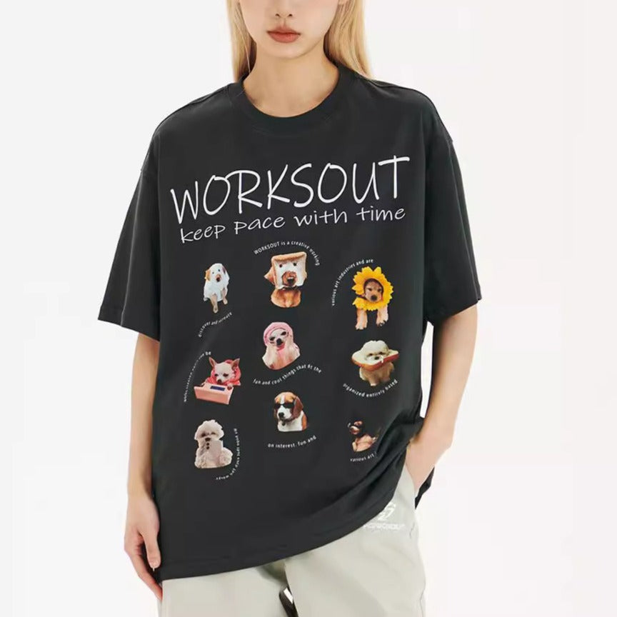 Pet Puppy Printed Short Sleeve Retro T-shirt