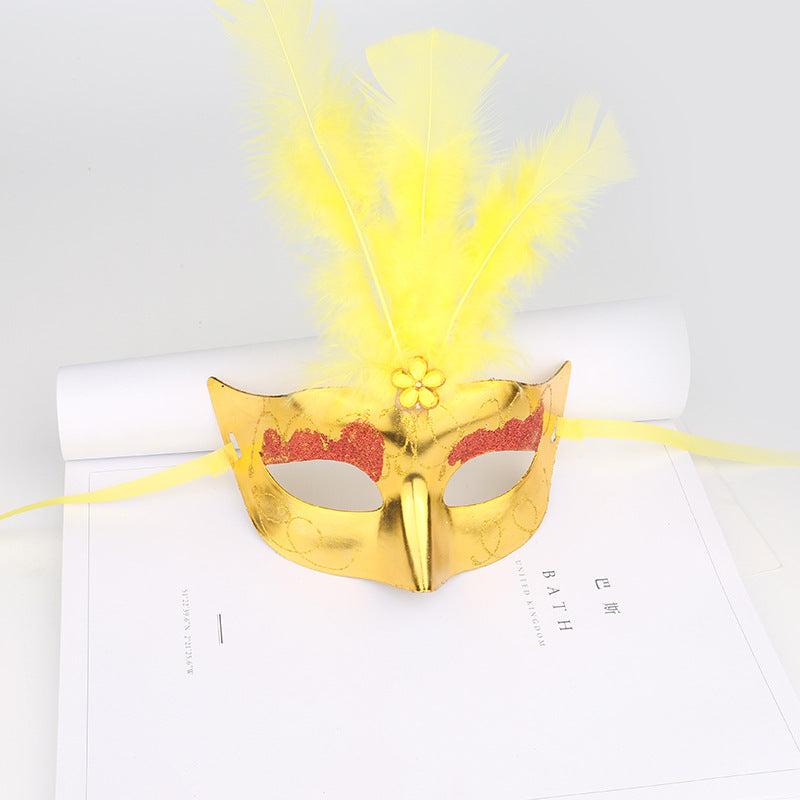 Halloween Glowing Fluff Fiber Led Feather Mask
