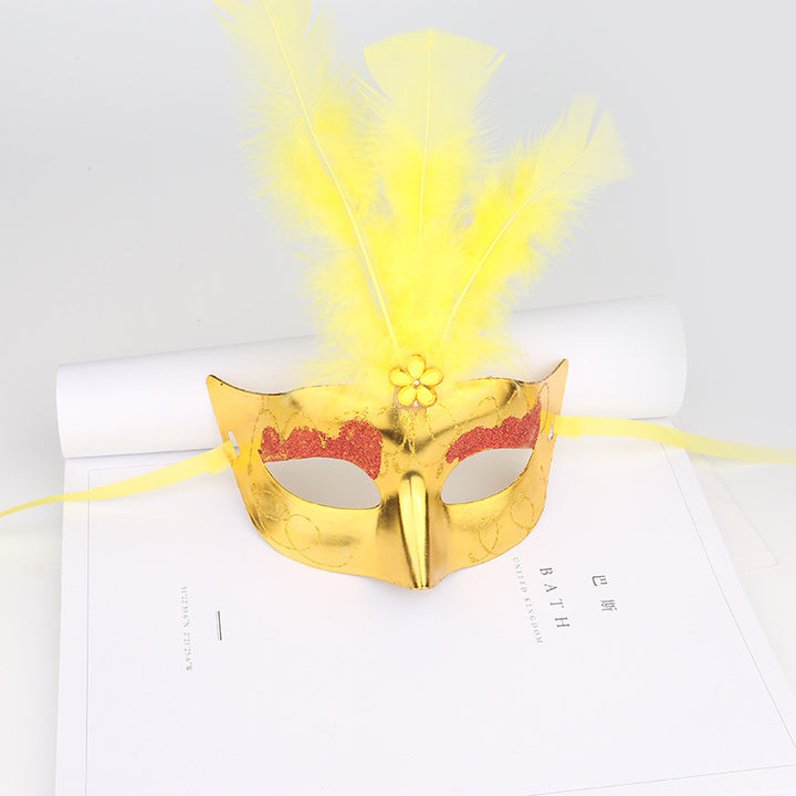 Halloween Glowing Fluff Fiber Led Feather Mask