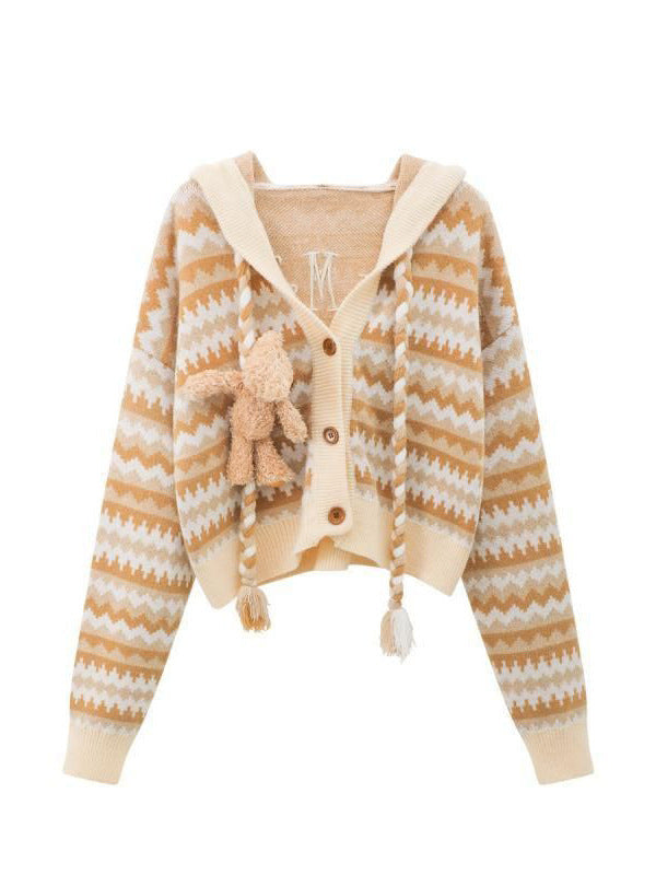 Short Plaid Cardigan for Women - Fresh & Sweet Style with Long Sleeves