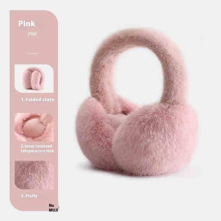 Monochrome Plush Ear Muffs – Warm, Portable, and Foldable for Winter