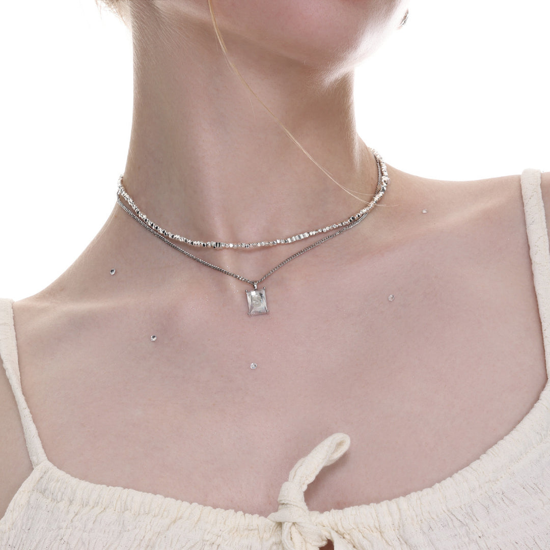 Double-Layer Twin Necklace – 37cm Multi-Layer Fashion Chain for Women-SH-FJ-014