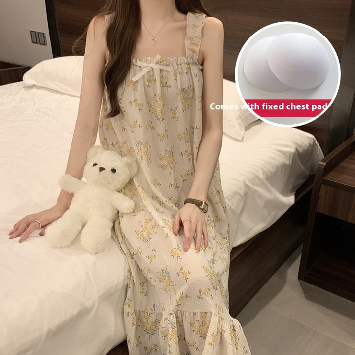 Spaghetti-strap Padded Nightdress For Girls Thin