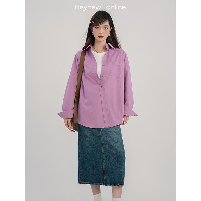 Women's Solid Color Cotton Shirt – Casual All-Matching Style-SH-TOP-SH-TOP-002