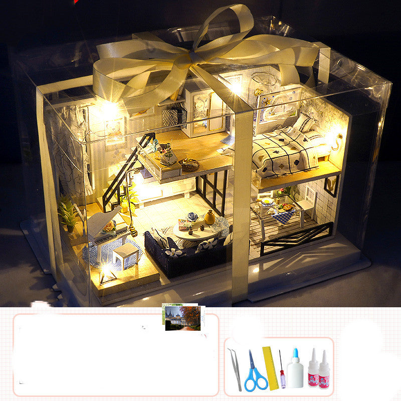 DIY Handmade Assembling Kit – Miniature House with Music, Lights & Custom Styles