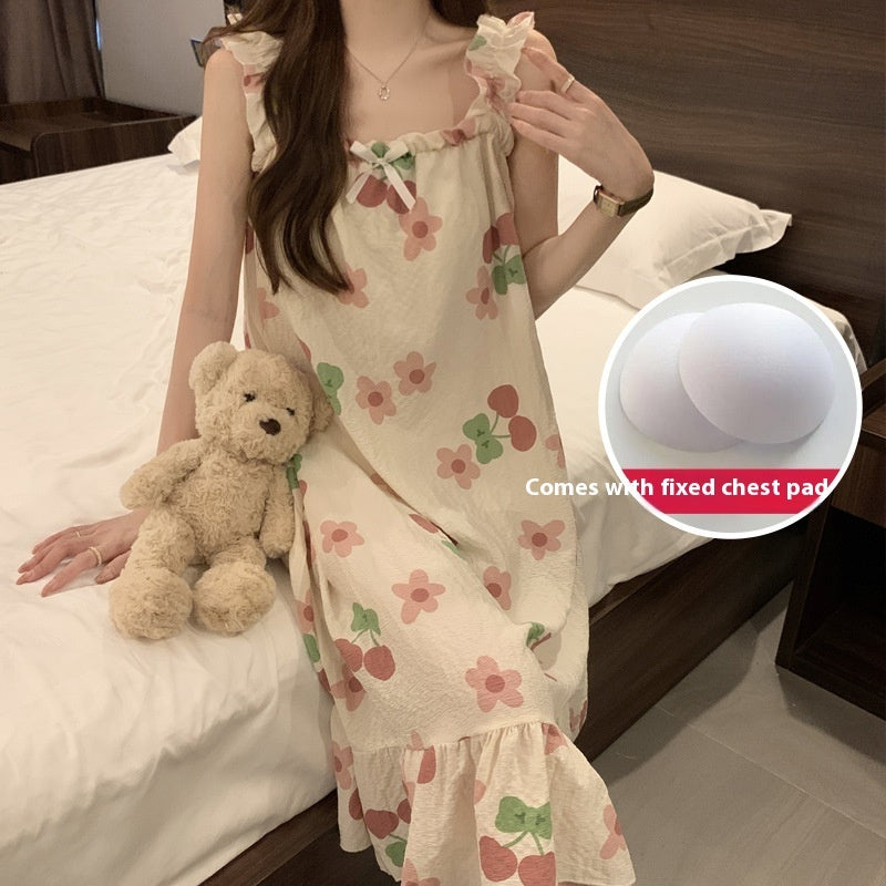 Spaghetti-strap Padded Nightdress For Girls Thin
