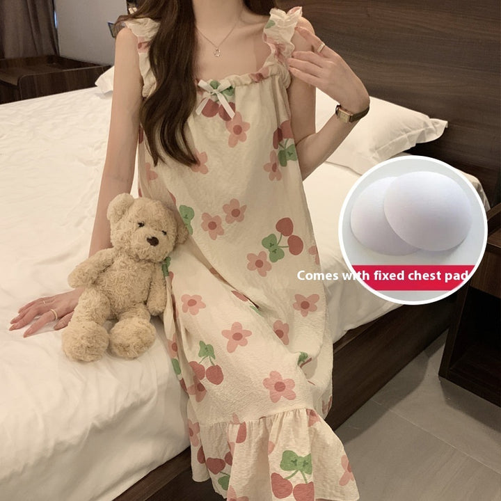 Spaghetti-strap Padded Nightdress For Girls Thin