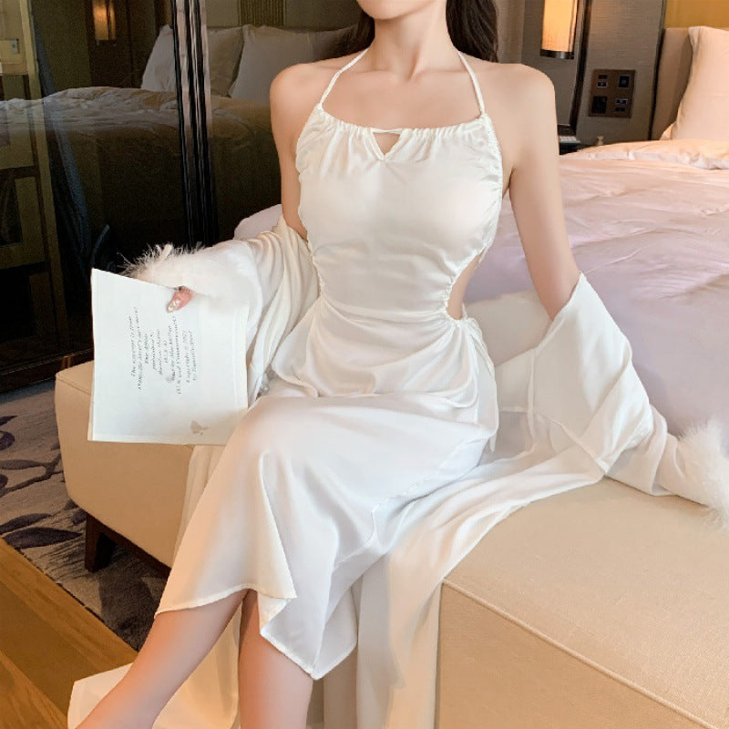 Pajamas Ladies Silk Stretch Satin Waistless Halter Dress