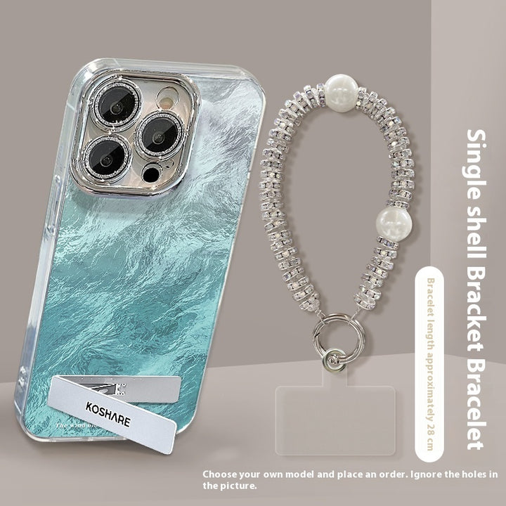 Ice Blue Gradient Invisible Bracket Chain Phone Case